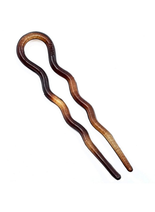 Camila Paris AD824 French Twist Stick Hair Fork, 2 Medium Wavy U Shaped Hair Pin Clip for Spiral Updo and Bun, Tortoise Shell, Fashion Flexible Styling Hair Accessories for Women, Made in France