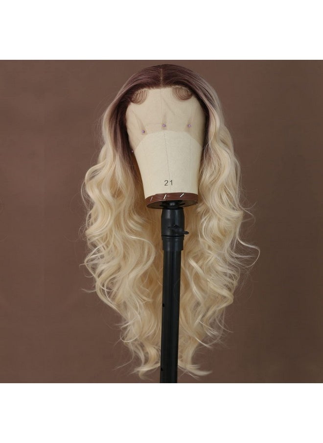 ANDRIA Ombre Blonde Wig lace front wigs Long Wigs Loose Wave Glueless Lace Wig Blonde Synthetic Heat Resistant Fiber Wig With Baby Hair Natural Wavy Dirty Blonde Body Wave Colorful wig for Women 24