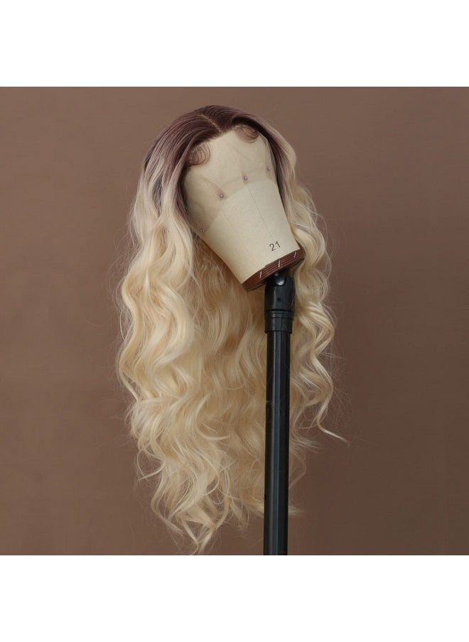 ANDRIA Ombre Blonde Wig lace front wigs Long Wigs Loose Wave Glueless Lace Wig Blonde Synthetic Heat Resistant Fiber Wig With Baby Hair Natural Wavy Dirty Blonde Body Wave Colorful wig for Women 24