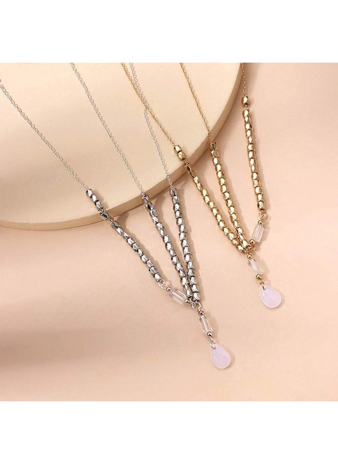 Haloty Boho Wedding Head Chain Egyptian Headchain Crystal Pendant Headpiece Teardrop Beaded Bridal Hair Chain Rhinestone Hair Jewelry for Women and Girls (Silver)