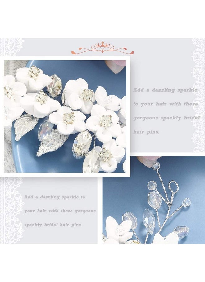 Latious Silver Flower Bride Wedding Hair Vine Crystal Bridal Hair Piece Leaf Hair Accessories Rhinestone Hair Jewelry for Women and Girls (7.08Inches)