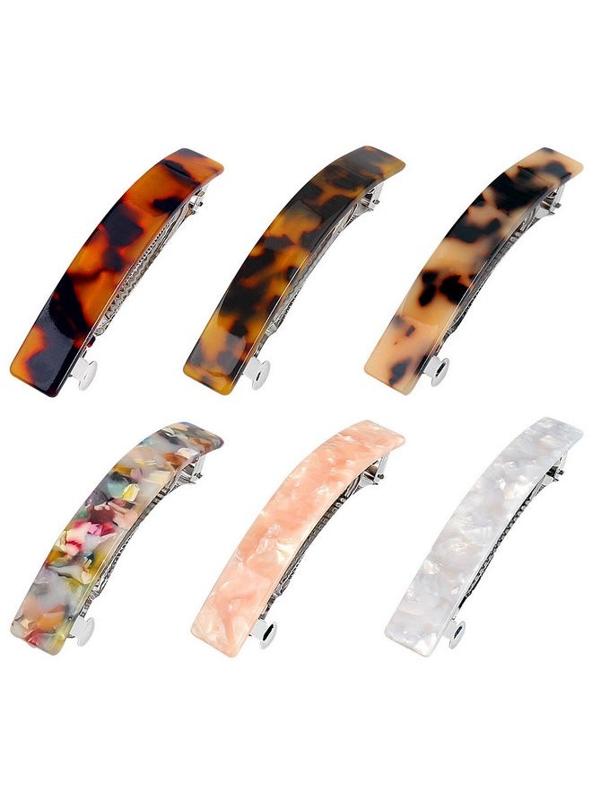 6 Pcs Tortoise Shell Hair Barrettes,Stocking Stuffers for Women Acetate French Design Hair Clips for Girls Mom (2)