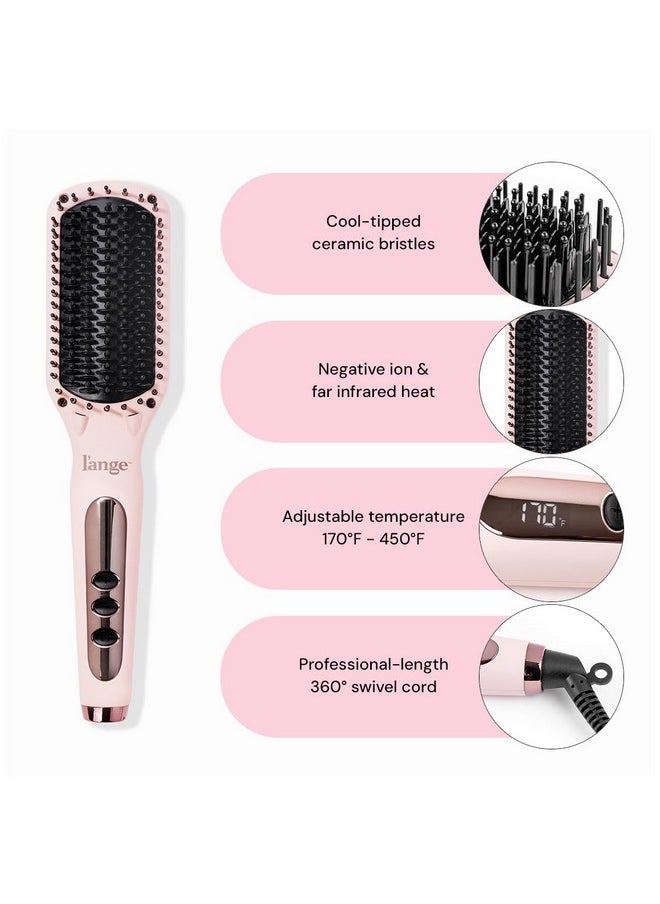 L'ANGE HAIR Le Vite Straightening Brush | Heated Straightener Flat Iron for Smooth, Anti Frizz Hair | Dual-Voltage Electric Brush Straightener | Hot Brush for Styling