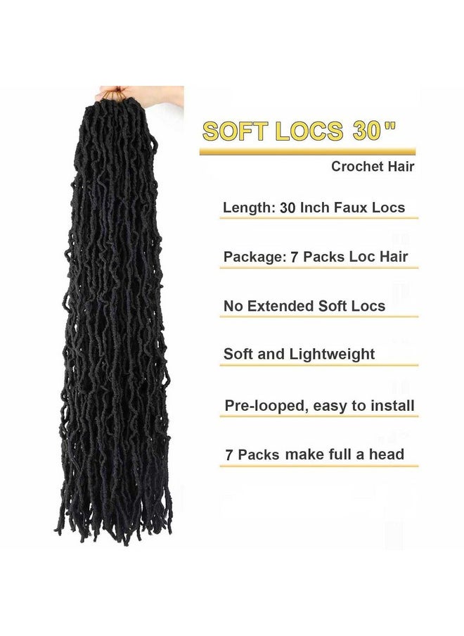 7 Packs Faux Locs Crochet Hair 30 Inch Soft Locs for Distressed Locs Butterfly Locs Crochet Hair for Women (30 Inch(Pack of 7), 1B)