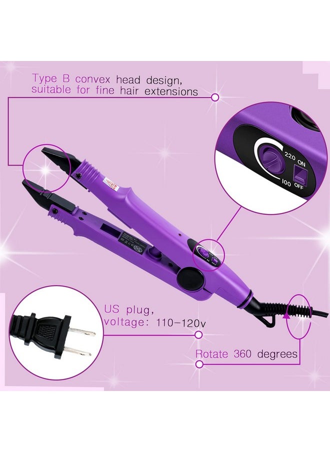 Lothee Fusion Hair Extensions Tool with Keratin Glue Granule Beads, US Plug, B Head (Purple)