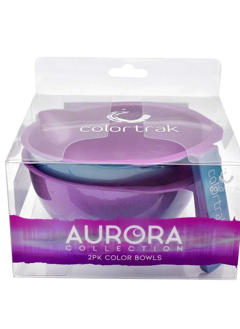 Colortrak SC Aurora Bowls, Stackable Color Bowls With Non-Slip Rubber Bottom, Easy-Pour Spout Lip, Shimmer Gradient Design, Color Grid With Milliliter Measurements, 2 Bowls