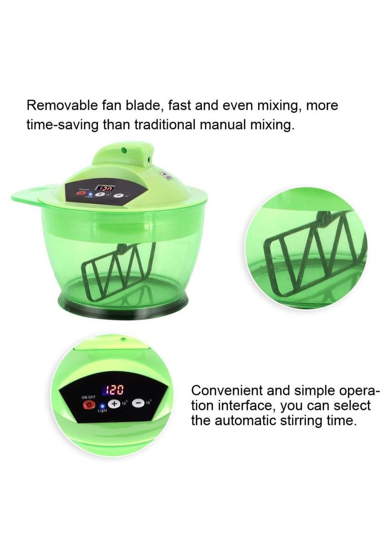 Electric Hair Color Mixer, Hair Color Mixing Bowl Automatic Mixer Dyestuff Blender for Hairs Color Mixing DIY Tools Salon Hair Coloring Bowl with LCD Time Display USB Rechargeable(Green)