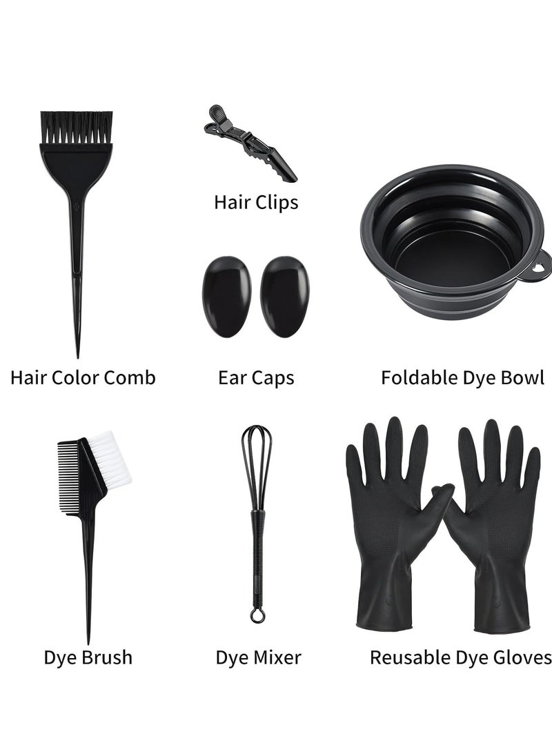 19 Pieces Hair Coloring Kit Professional Hair Dye Bowl and Brush Set Reusable Hair Bleaching Kit Tinting Bowl/Dye Brush/Ear Cover/Clips/Gloves/Mixing Spoon/Disposable Cap/Cape