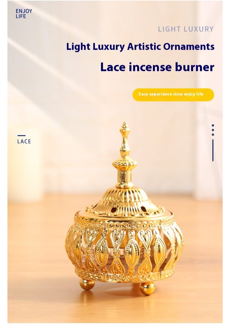 Arabian Iense Burner Golden Iron Iense Holder Oud Censer Frankiense Resin Burner Censer Housewarming, Party, Birthday Delicate Gift