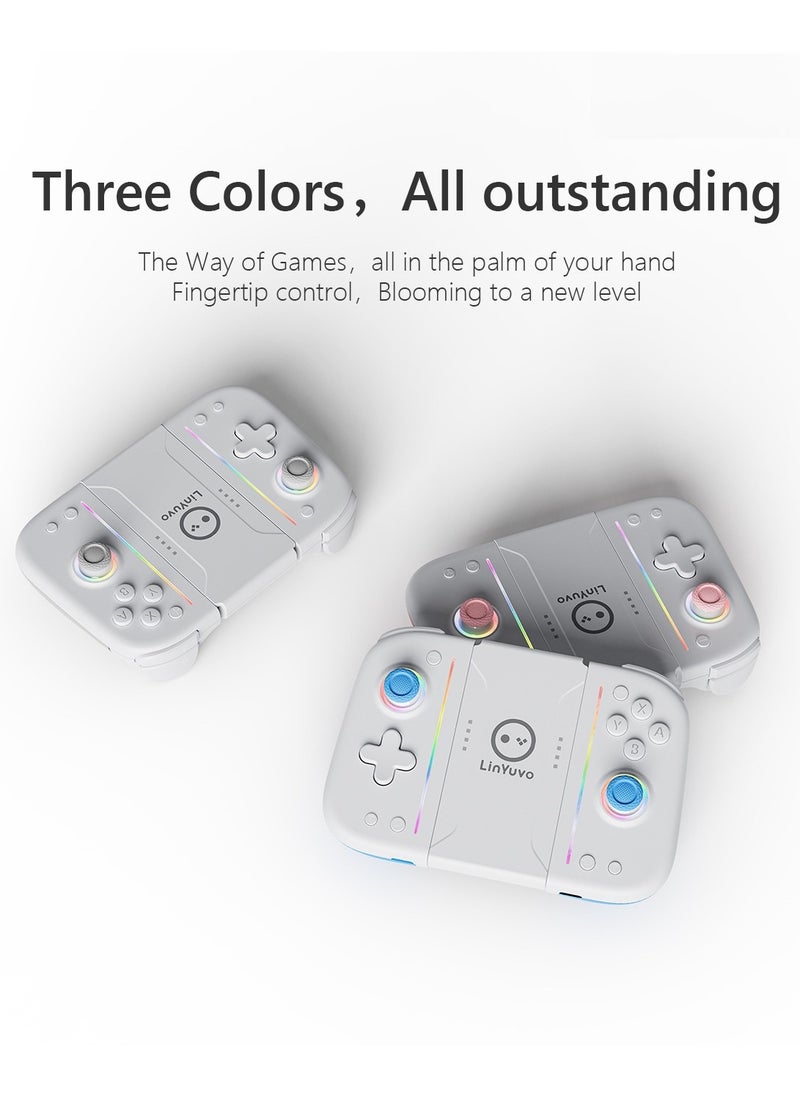 Classic Gamepad LinYuvo Joycon Bluetooth Game Controller Compatible with Switch, Switch Lite, Switch OLED Color RGB Light 1000mAh Battery Six-Axis Gyroscope Turbo Function Adjustment Dual Vibration White Blue