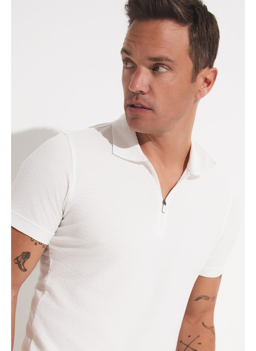 Men's Regular Fit Zippered Collar T-Shirt