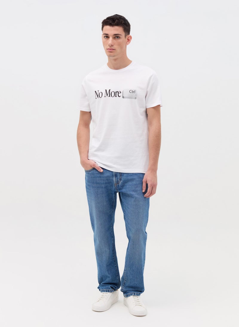 Cotton T-shirt with ''No More Ctrlâ€ print