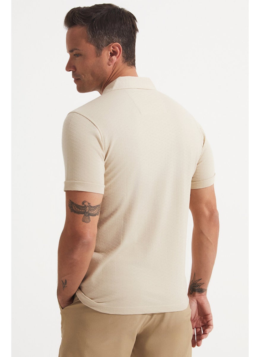 Men's Regular Fit Zippered Collar T-Shirt