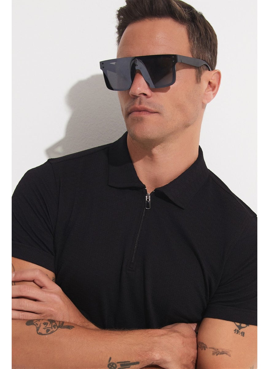 Men's Regular Fit Zippered Collar T-Shirt