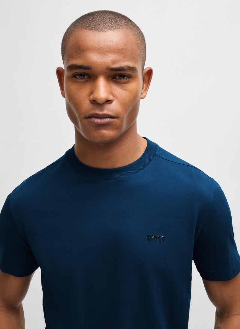 Stretch-cotton regular-fit T-shirt with contrast logo