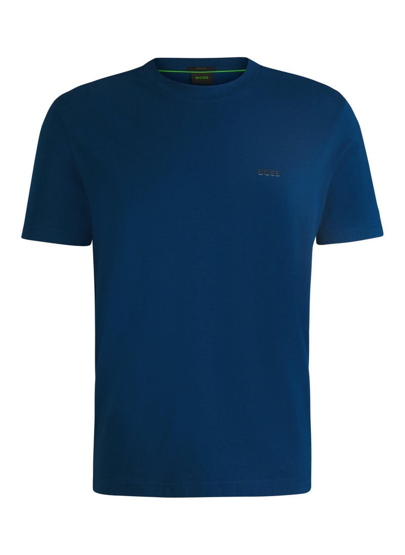 Stretch-cotton regular-fit T-shirt with contrast logo