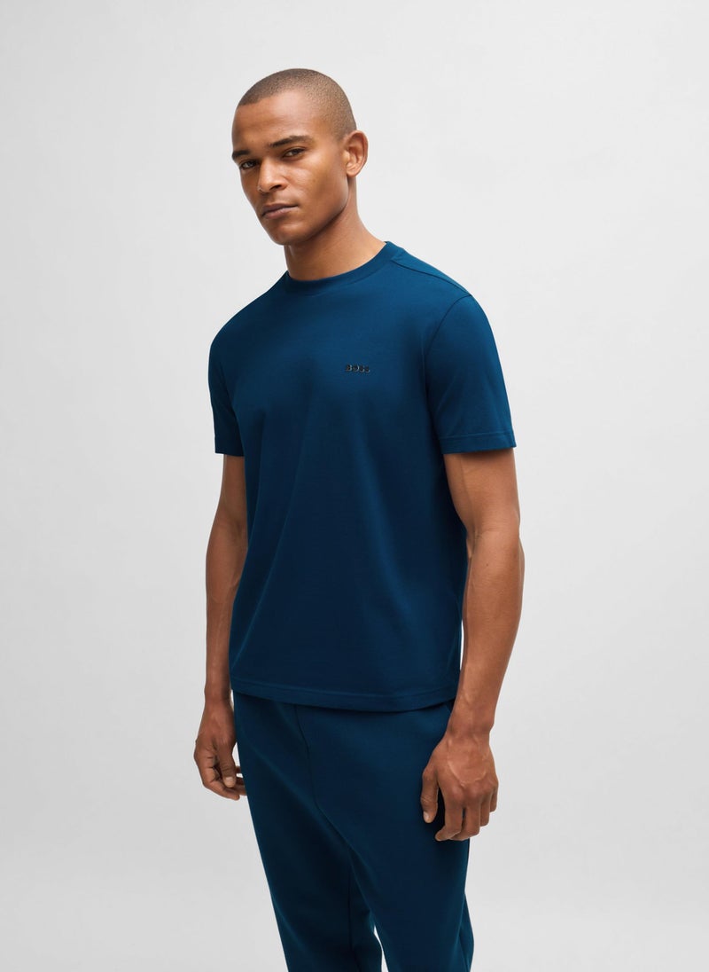 Stretch-cotton regular-fit T-shirt with contrast logo