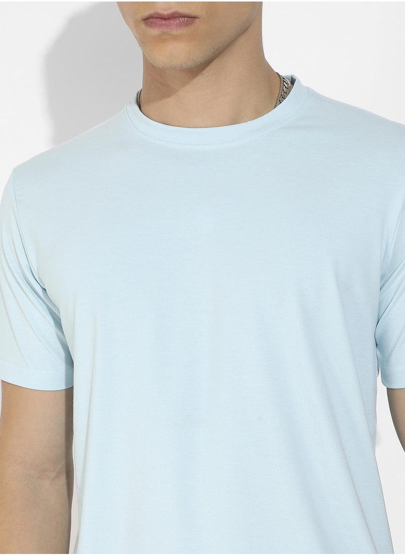 Men's Icy Blue Basic Regular Fit T-Shirt