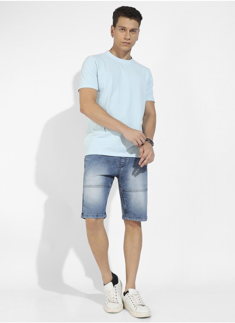 Men's Icy Blue Basic Regular Fit T-Shirt