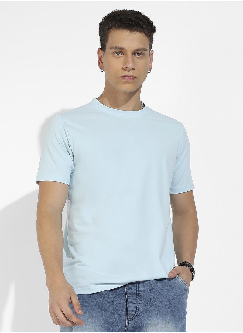 Men's Icy Blue Basic Regular Fit T-Shirt