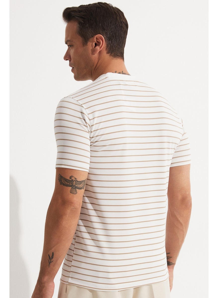 Men's Regular Fit Crew Neck Striped T-Shirt