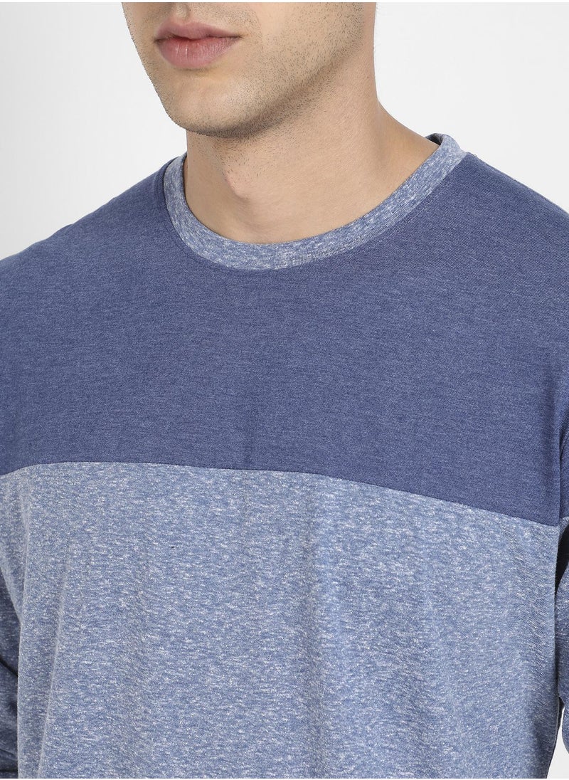 Men's Blue Colourblocked T-Shirt