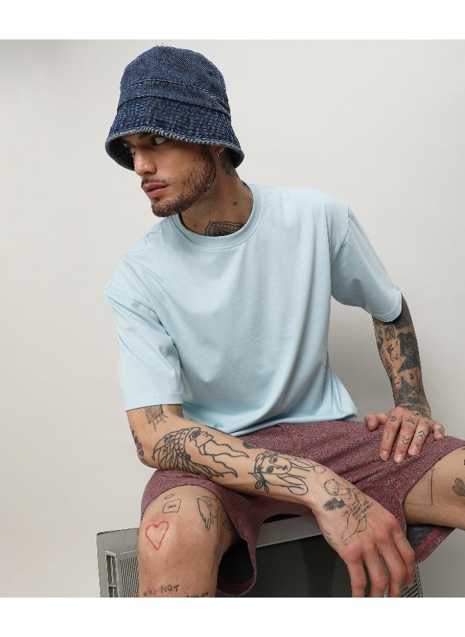 Men's Powder Blue Oversized Basic T-Shirt