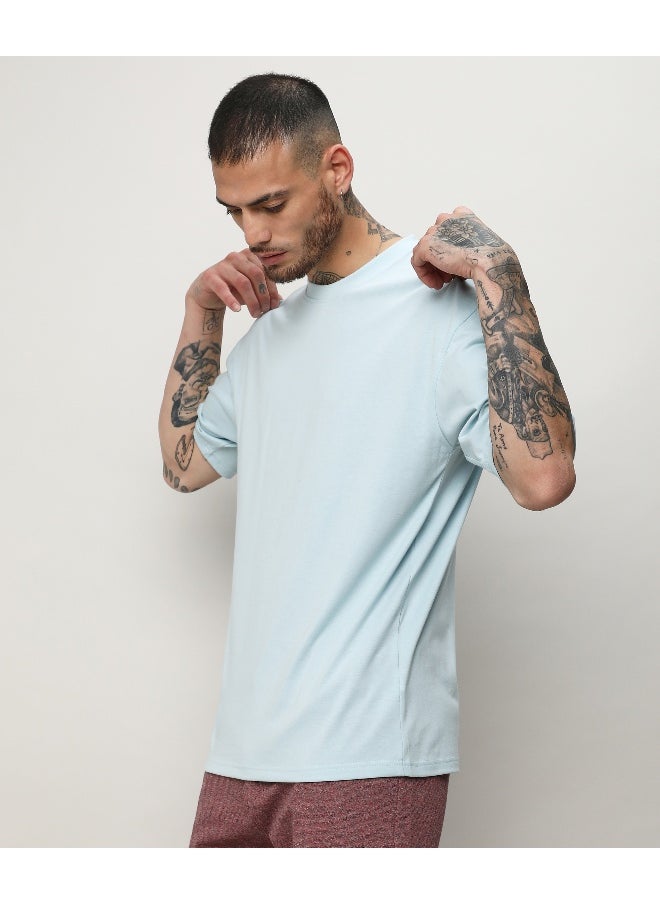 Men's Powder Blue Oversized Basic T-Shirt