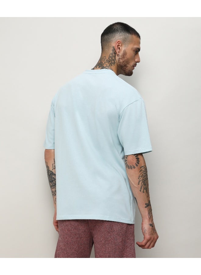 Men's Powder Blue Oversized Basic T-Shirt