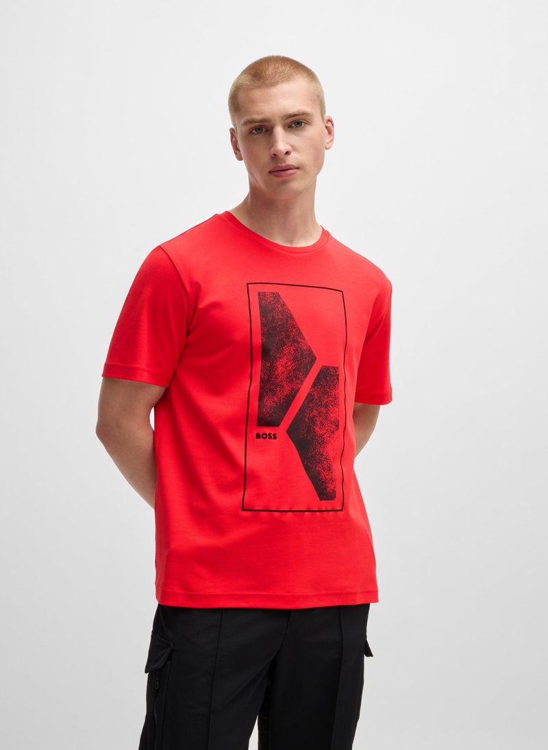 Interlock-cotton regular-fit T-shirt with seasonal artwork