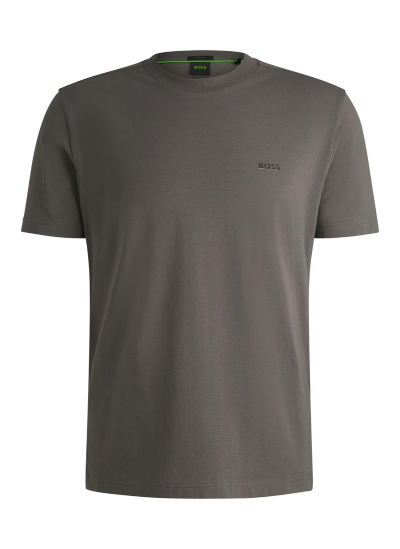 Stretch-cotton regular-fit T-shirt with contrast logo