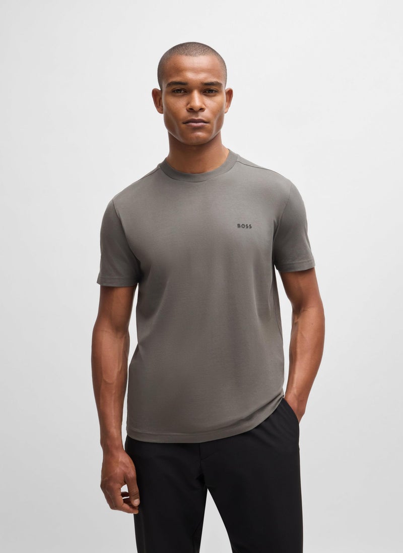 Stretch-cotton regular-fit T-shirt with contrast logo