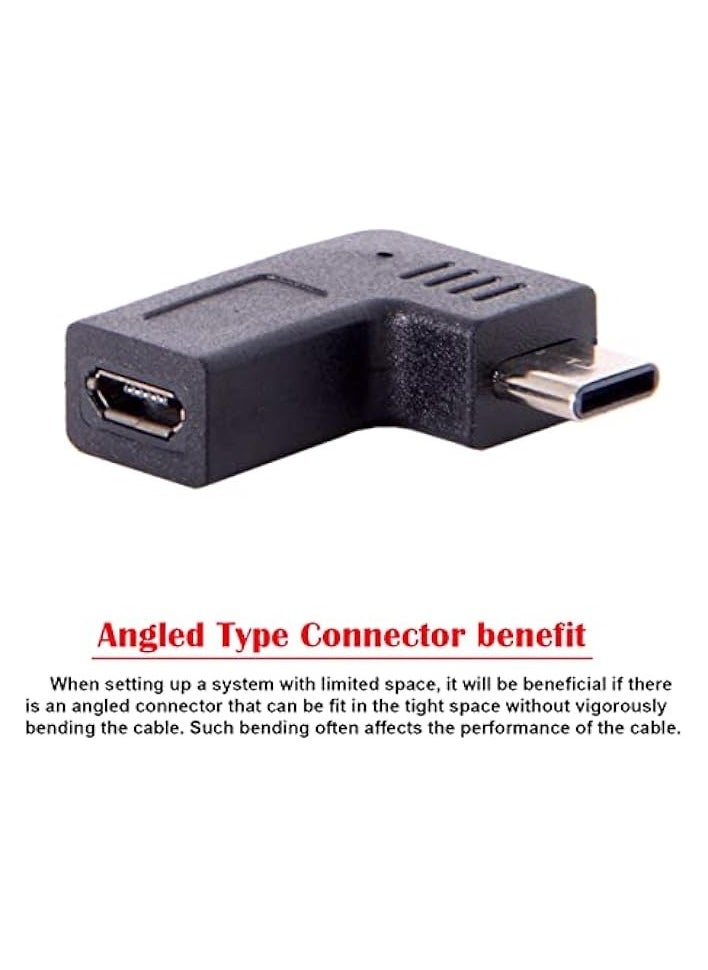 USB-C Type-C Male to Micro USB 2.0 5Pin Female Data Adapter 90 Degree Angled Type