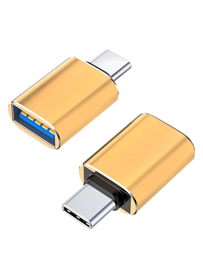 USB C to USB 3.0 Adapter (2 Pack),USB Type-C to USB,USB C Female to USB Male Adapter OTG Converter for MacBook Pro 2023 iMac iPad Mini 6/Pro and Other Type C or Thunderbolt 4/3 Devices Space (Gold)