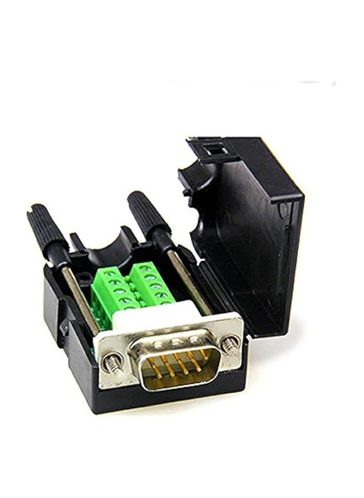 DB9 D-SUB RS232 Adapter 9 Pin Signals Terminal Breakout Plastic Cover 2 Row (Male with Screw)