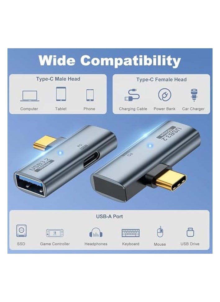 USB C to USB 3.2 Adapter, 2 Pack 2-in-1 with 100W Type C Charging Port, OTG Converter for Meta Quest 2, Rog Ally, Steam Deck, for iPhone 15 Series, iPad, MacBook and More