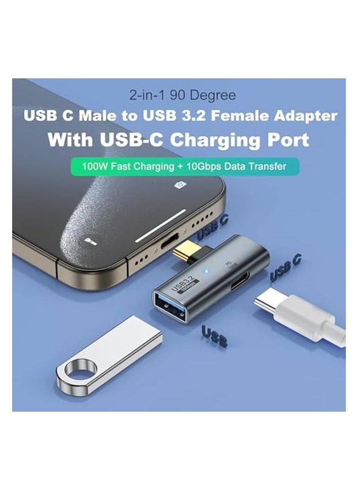 USB C to USB 3.2 Adapter, 2 Pack 2-in-1 with 100W Type C Charging Port, OTG Converter for Meta Quest 2, Rog Ally, Steam Deck, for iPhone 15 Series, iPad, MacBook and More