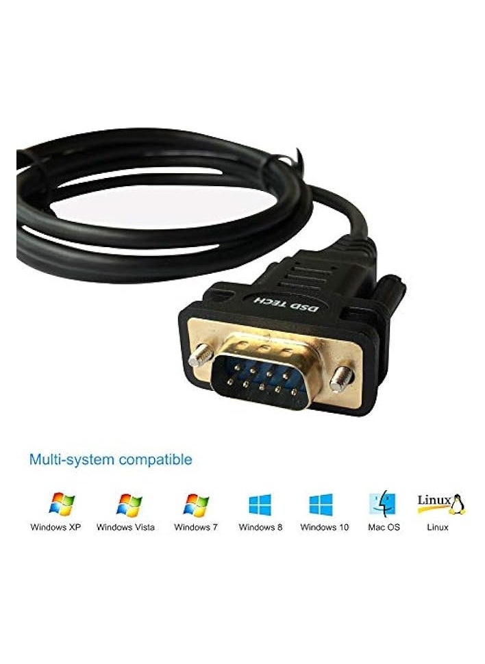 USB to RS232 DB9 Serial Adapter Cable with FTDI FT232 Chip for Windows, Linux, Mac OS (5.9 FT/1.8 M)