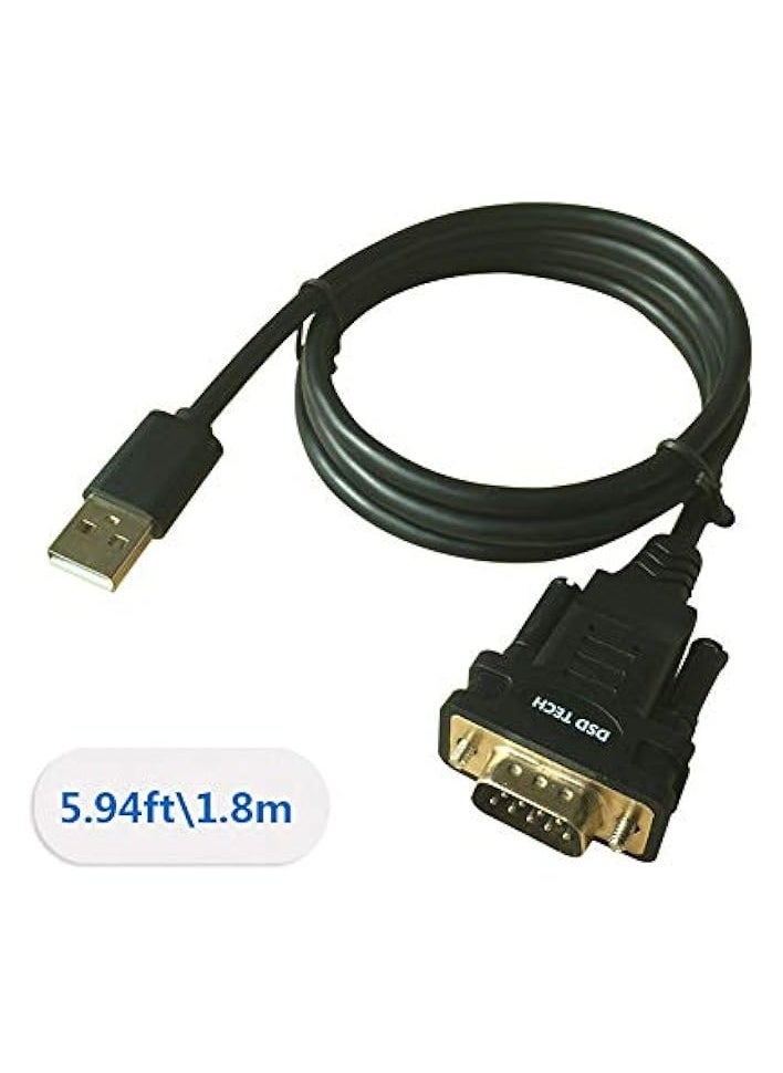 USB to RS232 DB9 Serial Adapter Cable with FTDI FT232 Chip for Windows, Linux, Mac OS (5.9 FT/1.8 M)