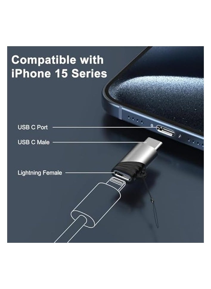 2 Pack Lightning Female to USB C Male Adapter, Fast Charge Lightning Female to USB Type-C Male Adapter, Durable, Compact, Universal Compatibility for iPhone 15/15 Pro/ 15 Pro Max/ 15 Plus