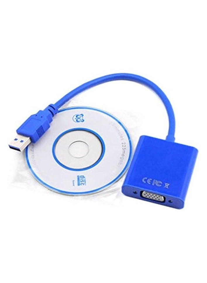 USB 3.0 to VGA Multi-display video converter External Cable Adapter for Windows 7/8 Blue