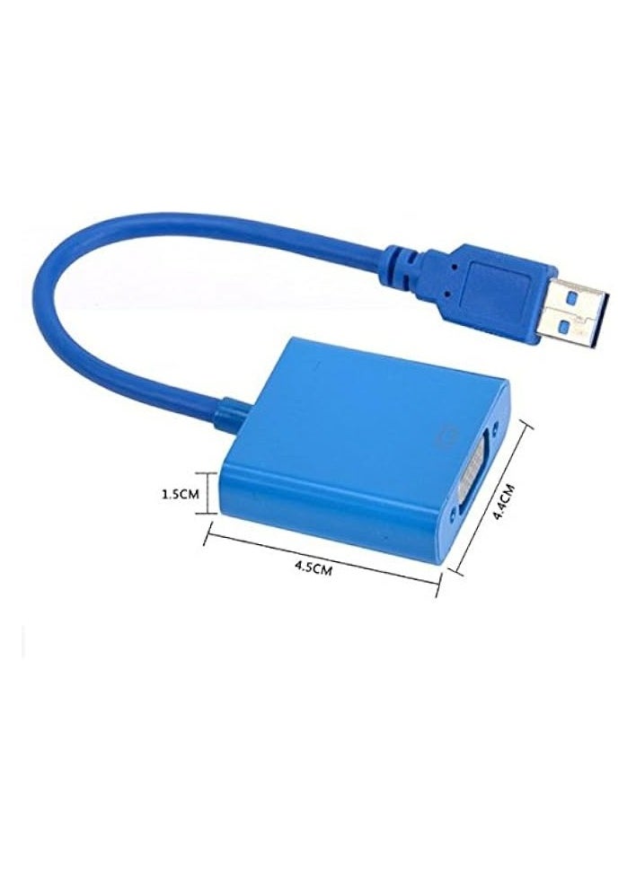 USB 3.0 to VGA Multi-display video converter External Cable Adapter for Windows 7/8 Blue