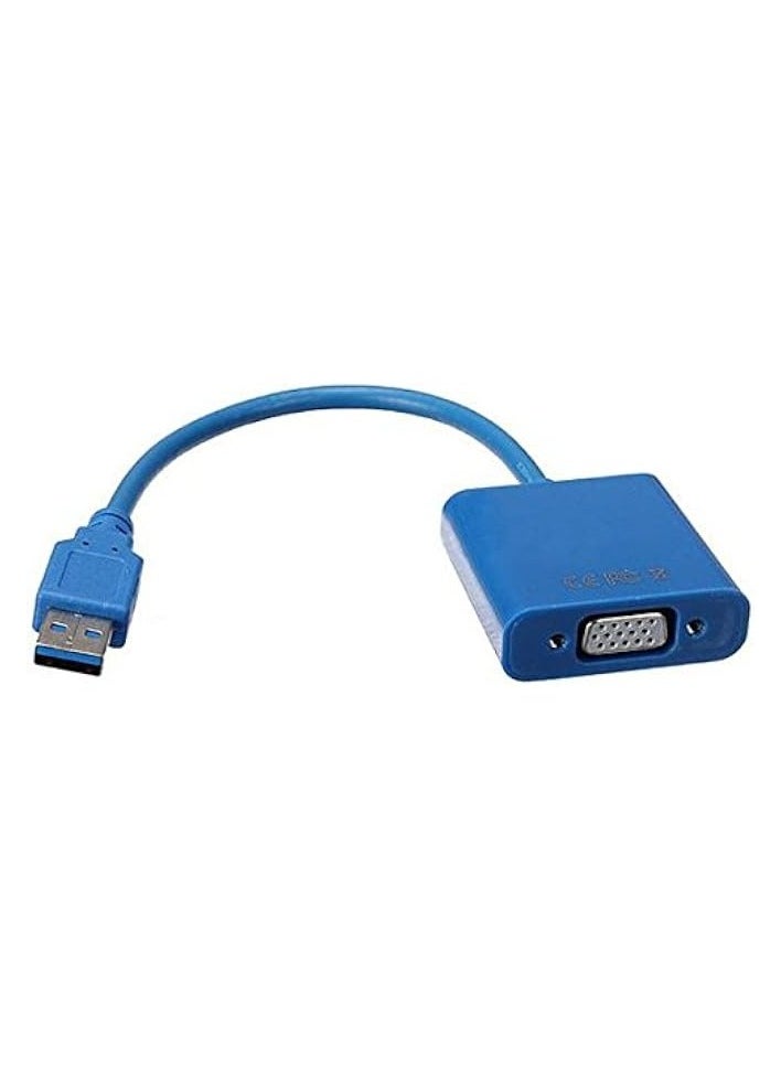 USB 3.0 to VGA Multi-display video converter External Cable Adapter for Windows 7/8 Blue