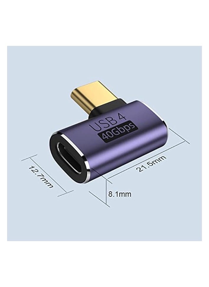 2 Pack USB C Male to Female Adapter, 90 Degree Right Angle 100W Type C Extender Adapter for Thunderbolt 4/3, MacBook Pro/Air, Laptop, Phones and More Type C Devices (Purple)