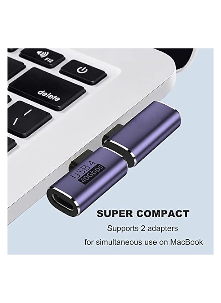 2 Pack USB C Male to Female Adapter, 90 Degree Right Angle 100W Type C Extender Adapter for Thunderbolt 4/3, MacBook Pro/Air, Laptop, Phones and More Type C Devices (Purple)