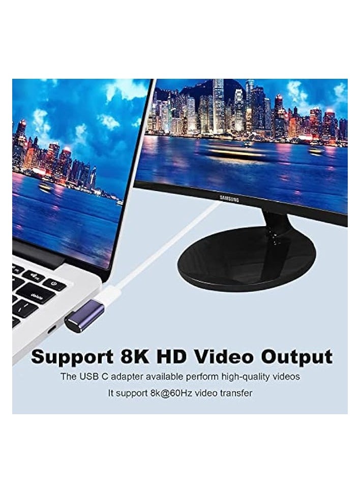 2 Pack USB C Male to Female Adapter, 90 Degree Right Angle 100W Type C Extender Adapter for Thunderbolt 4/3, MacBook Pro/Air, Laptop, Phones and More Type C Devices (Purple)