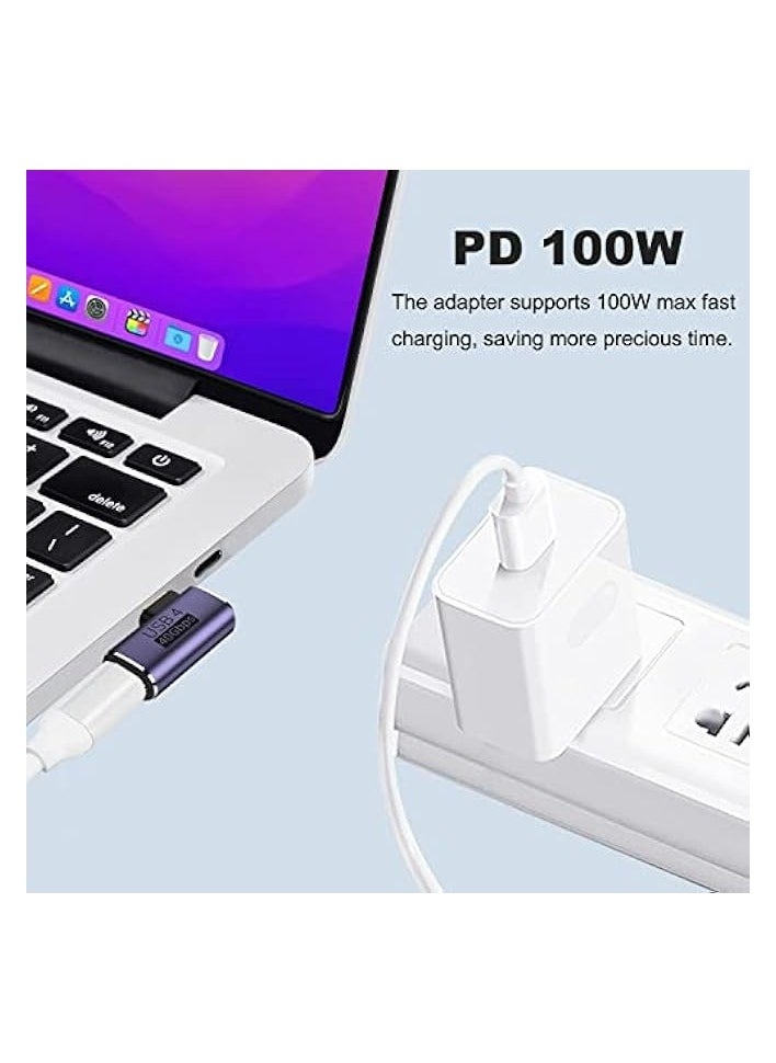 2 Pack USB C Male to Female Adapter, 90 Degree Right Angle 100W Type C Extender Adapter for Thunderbolt 4/3, MacBook Pro/Air, Laptop, Phones and More Type C Devices (Purple)