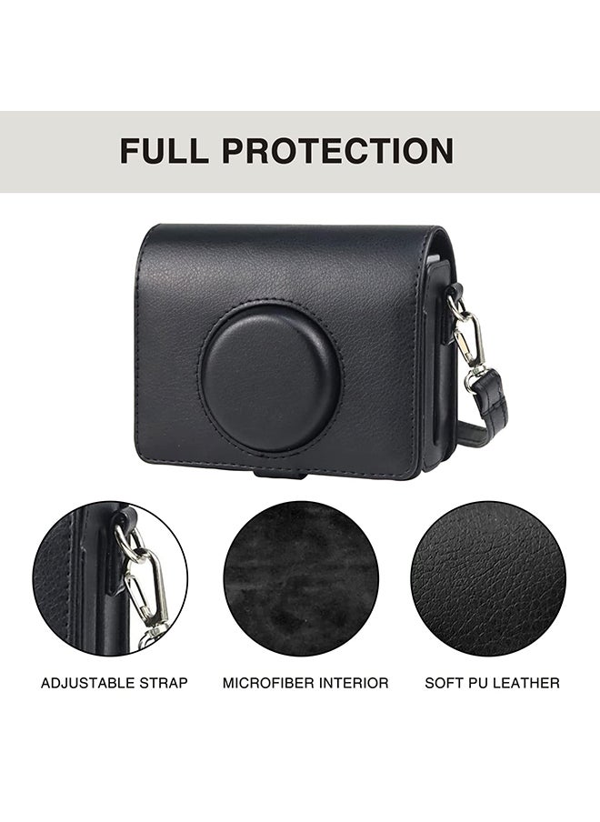 Case for Fujifilm Instax Mini EVO Case, Hybrid Camera Protective PU Leather Protective Carrying Case with Adjustable Shoulder Strap-Black