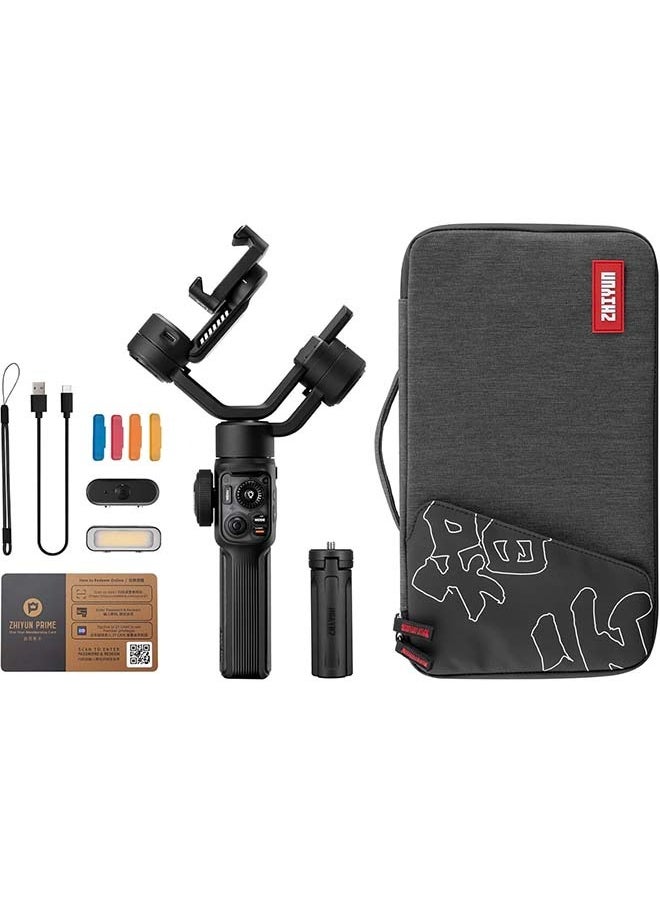 ZHIYUN Smooth 5S AI Pro Gimbal Stabilizer for Smartphone 3-Axis Phone Gimbal with AI Tracker, Magnetic/Built-in Fill Light, Storage Bag, iPhone Stabilizer for Video Recording Filming Vlogging