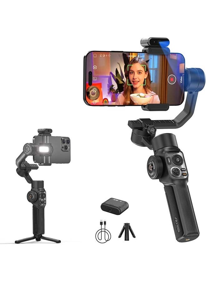 ZHIYUN Smooth 5S AI Combo 3-Axis Gimbal Stabilizer for iPhone 15 Pro Max & Android Smartphone Gimbal with AI Tracker, Built-in Fill Light, Tripod, Phone Stabilizer for Video Recording Vlog Filming